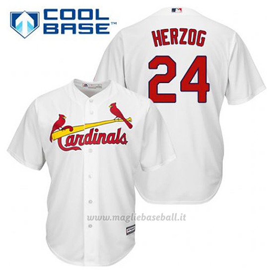 Maglia Baseball Uomo St. Louis Cardinals Biancoy Herzog 24 Bianco 1ªCool Base